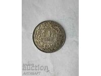 сребърна монета 1 франк сребро Швейцария 1936