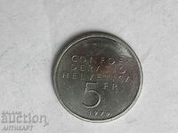 монета 5 франка Швейцария 1979 EINSTEIN