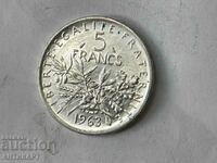 monedă de argint 5 franci Franța 1963 argint