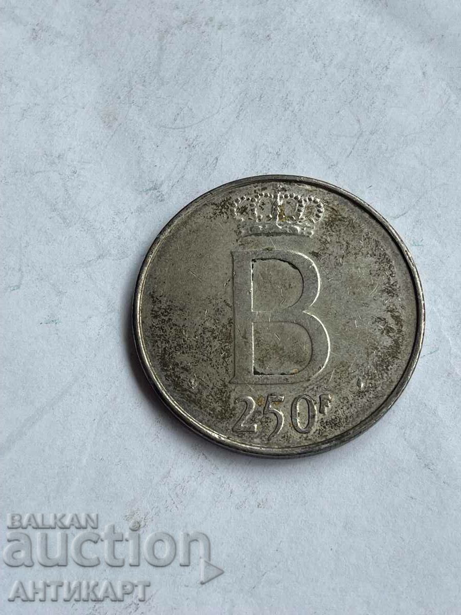 monedă de argint 250 franci Belgia 1976 argint 25 ani 835