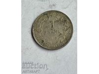 silver coin 1 franc Belgium 1910 silver