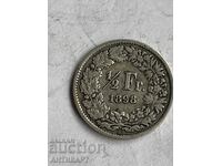сребърна монета 1/2 франк сребро Швейцария 1898