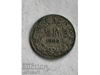 ασημένιο νόμισμα 1/2 φράγκου ασήμι Ελβετία 1909