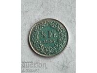 сребърна монета 1/2 франк сребро Швейцария 1943
