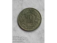 monedă de argint 1/2 franc argint Elveția 1956
