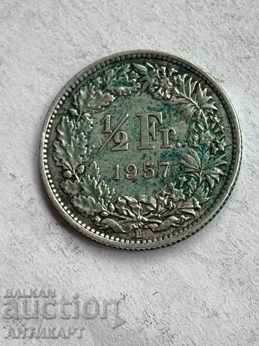 silver coin 1/2 franc silver Switzerland 1957