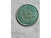 monedă de argint 1/2 franc argint Elveția 1958