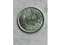 monedă de argint 1/2 franc argint Elveția 1959