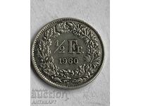 сребърна монета 1/2 франк сребро Швейцария 1960