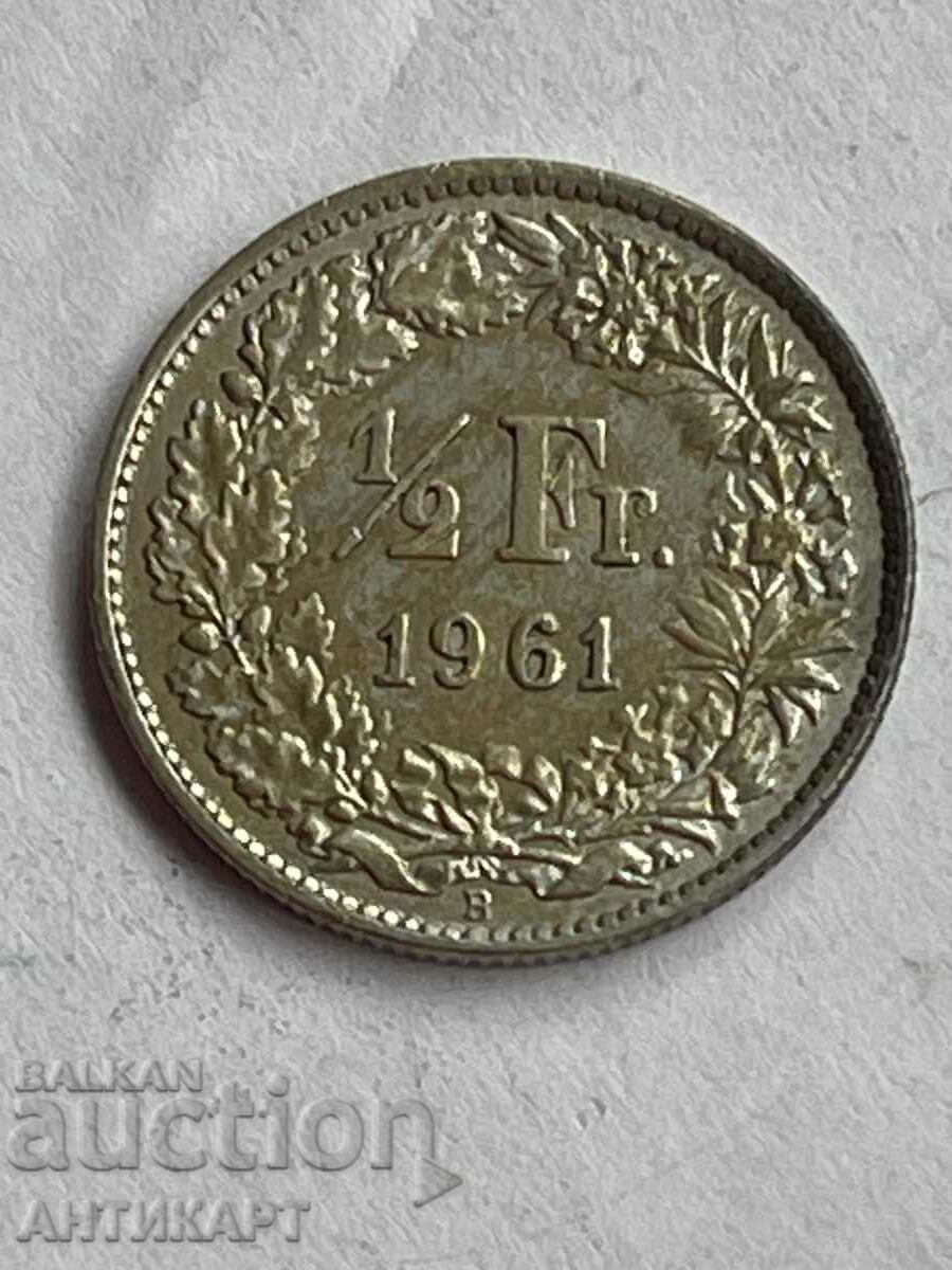 silver coin 1/2 franc silver Switzerland 1961