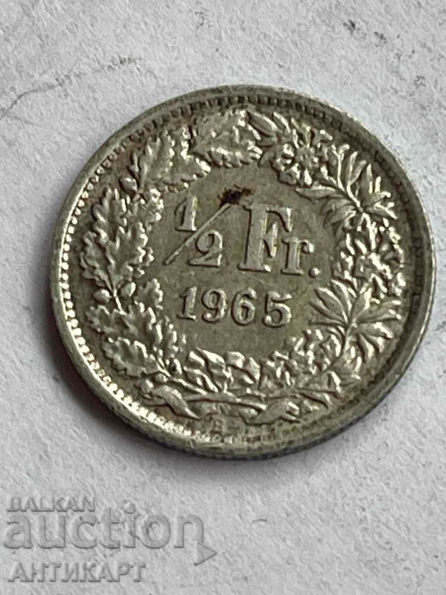 сребърна монета 1/2 франк сребро Швейцария 1965