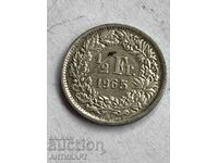 сребърна монета 1/2 франк сребро Швейцария 1965