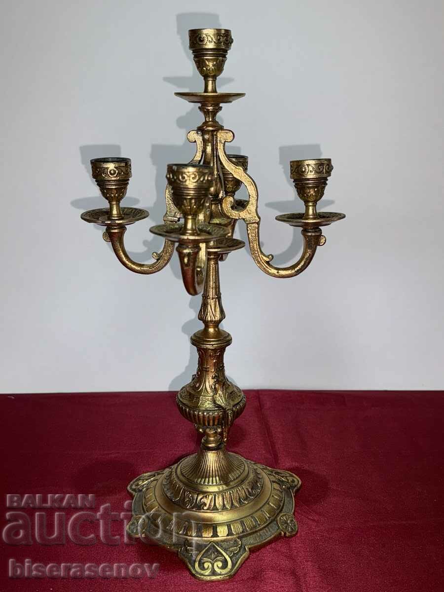 A beautiful massive bronze candle holder
