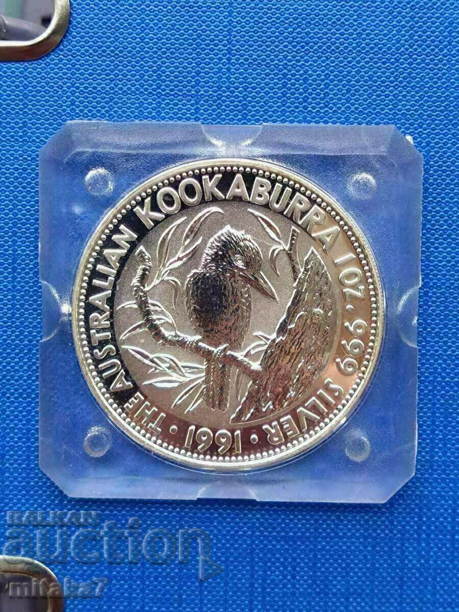 Kookaburra Silver Coin, 1 oz, Αυστραλία, 1991