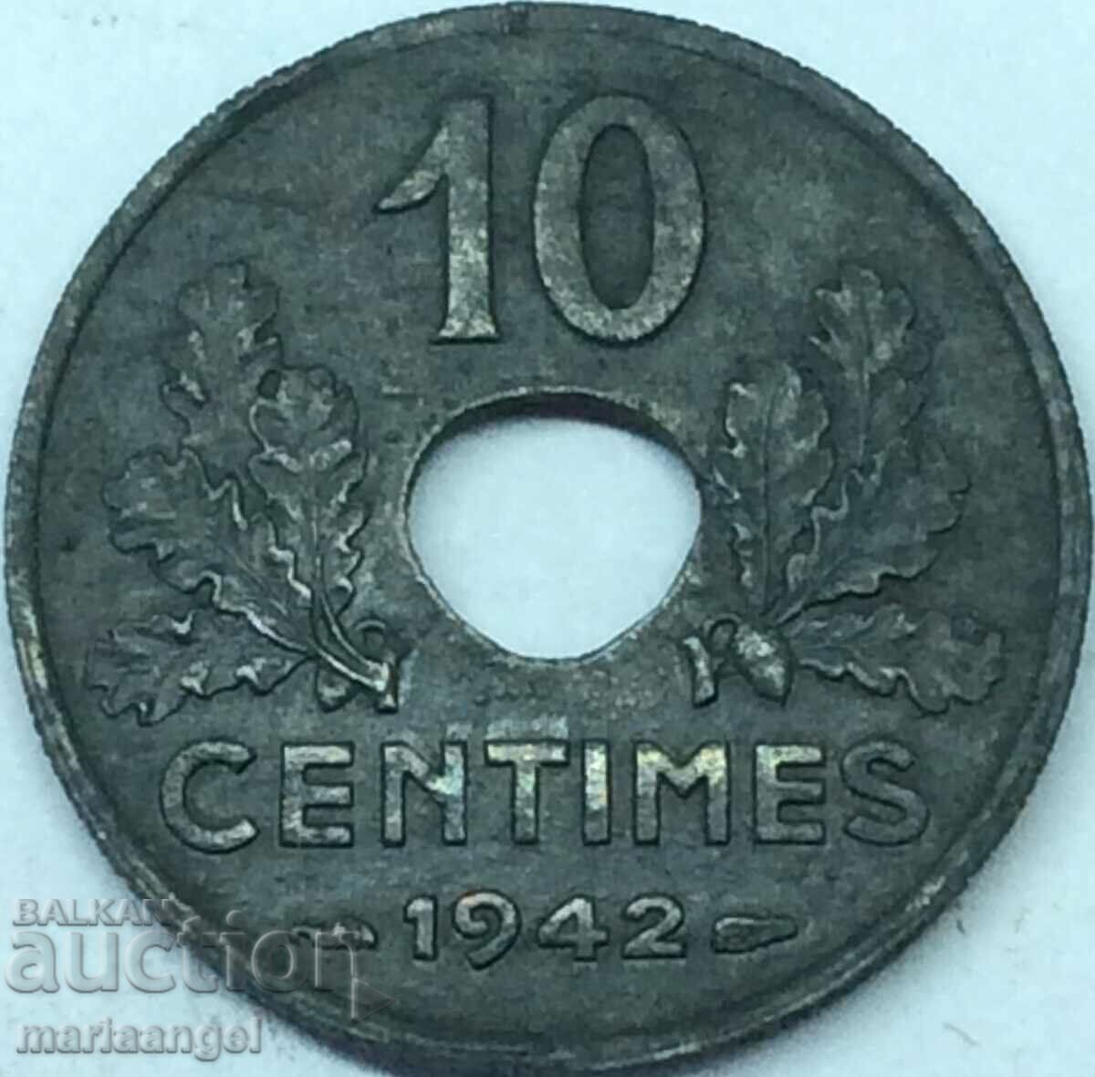 Франция 1942 10 сантима цинк