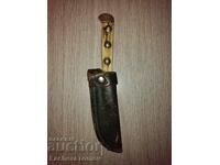 Knife blade dagger Solingen Germany horn handle leather sheath