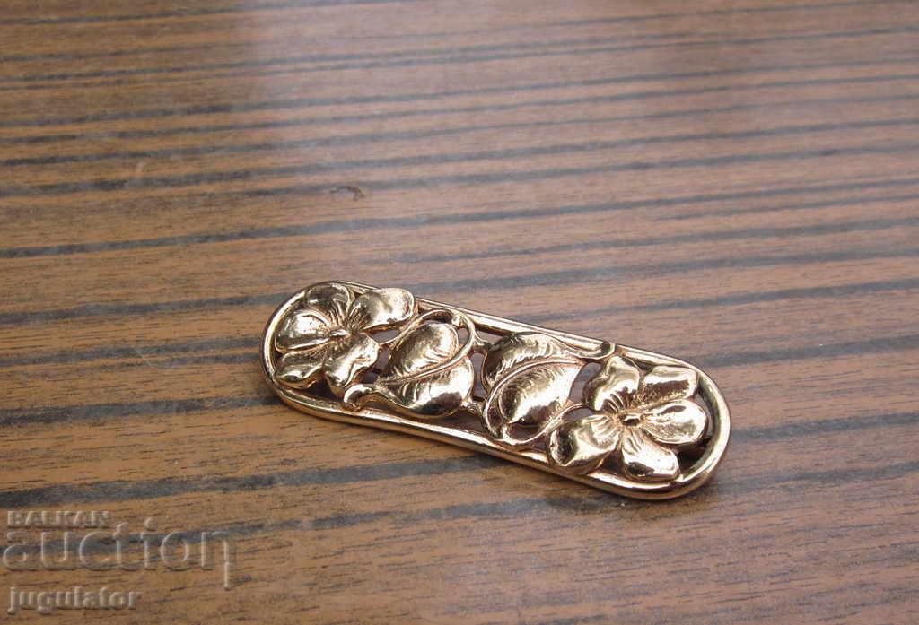 Delivery of Art Deco Vintage Old Double Gold Plated Flower Jewel Brooch Delivery of Art Deco Vintage Old Double Gold Plated Flower Jewel Brooch