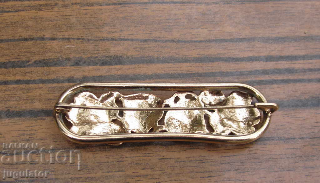 Art Deco Vintage Old Double Gold Plated Flower Jewel Brooch - 5 Art Deco Vintage Old Double Gold Plated Flower Jewel Brooch - 5