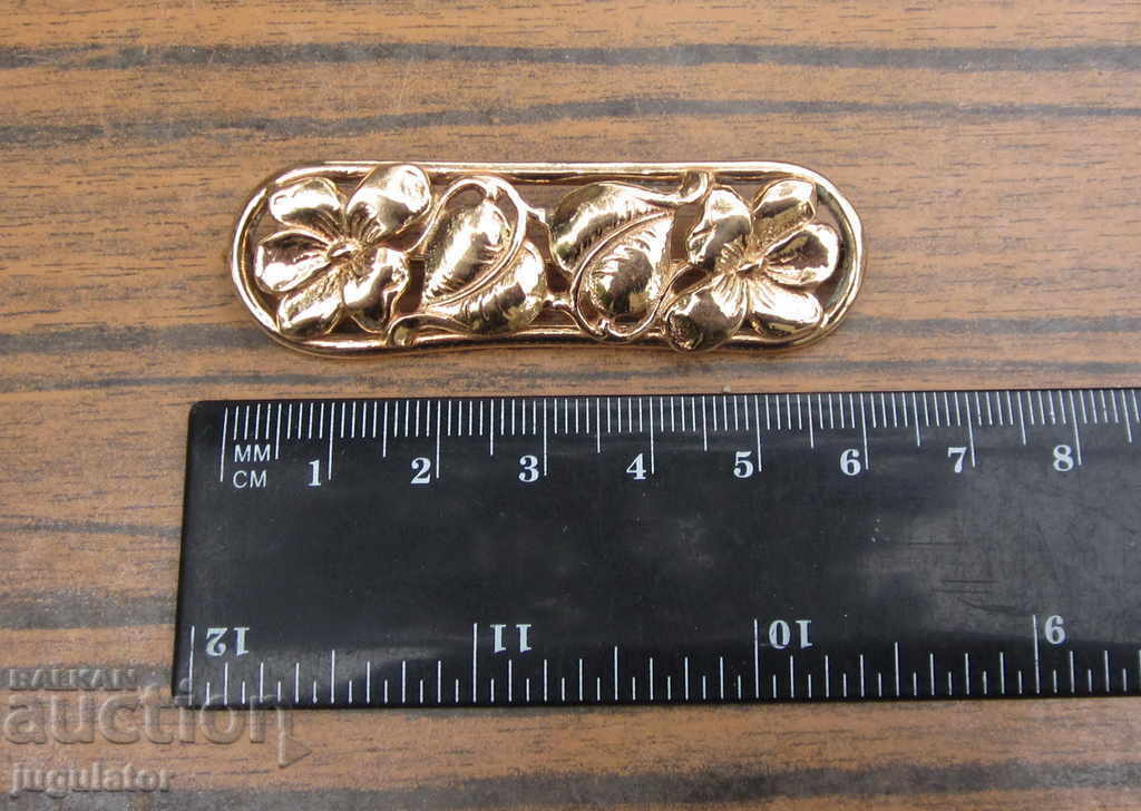 Art Deco Vintage Old Double Gold Plated Flower Jewel Brooch - 6 Art Deco Vintage Old Double Gold Plated Flower Jewel Brooch - 6