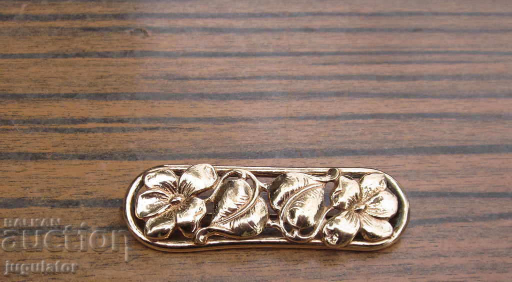 Broșă de bijuterie cu flori, de epocă, dublă, placată cu aur Art Deco