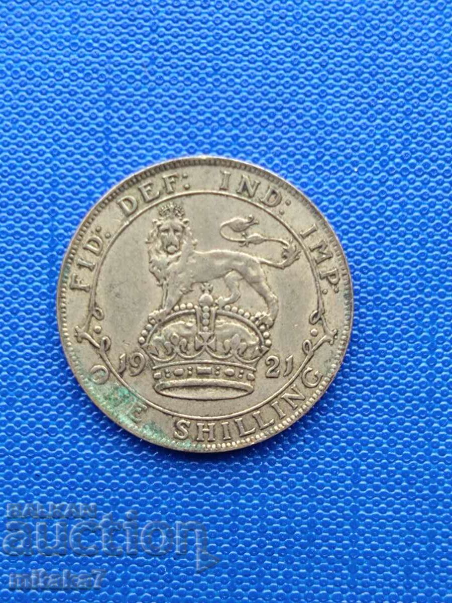 Silver coin 1 shilling 1921, Great Britain