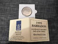 1 долар 1995 Барбадос + сертификат