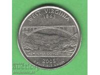 (¯`'•.¸ 25 cents 2005 D USA (West Virginia) ¸.•'´¯)
