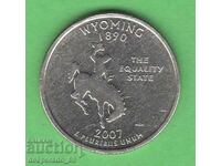 (¯`'•.¸   25 цента 2007 P  САЩ (Wyoming)  ¸.•'´¯)