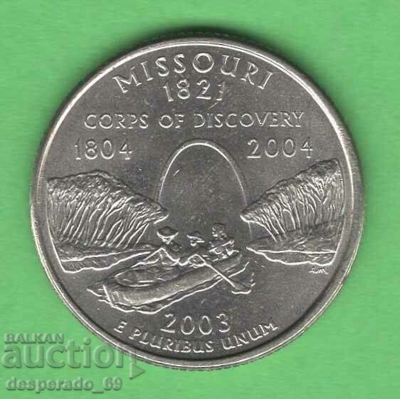 (¯`'•.¸   25 цента 2003 P  САЩ (Missouri) aUNC  ¸.•'´¯)