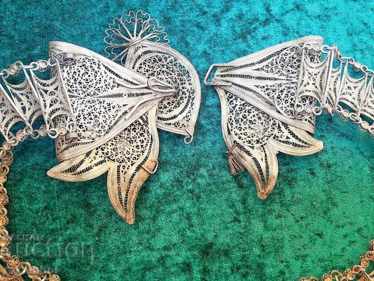 Αναγεννησιακά ασημένια πλακίδια, φιλιγκράν, επιχρύσωση υδραργύρου - 5 Αναγεννησιακά ασημένια πλακίδια, φιλιγκράν, επιχρύσωση υδραργύρου - 5