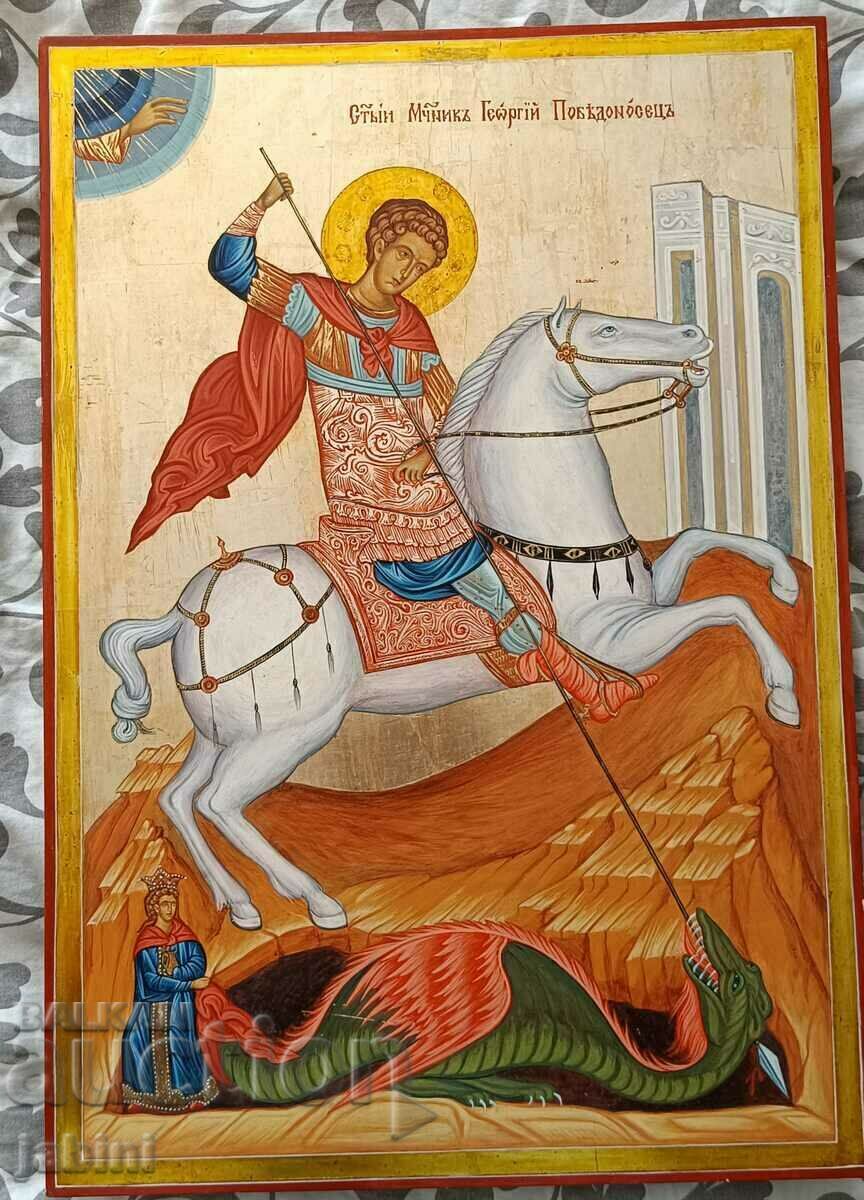 Large hand painted icon 50/35 cm