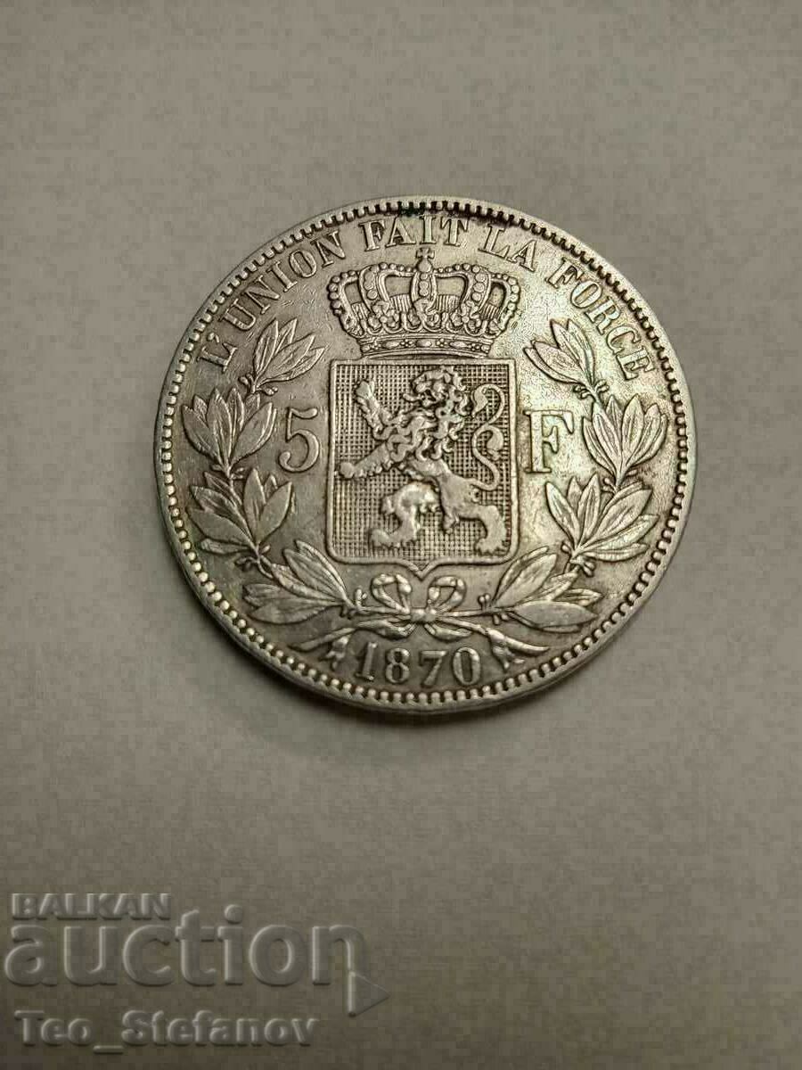 5 Francs 1870 Belgium Silver