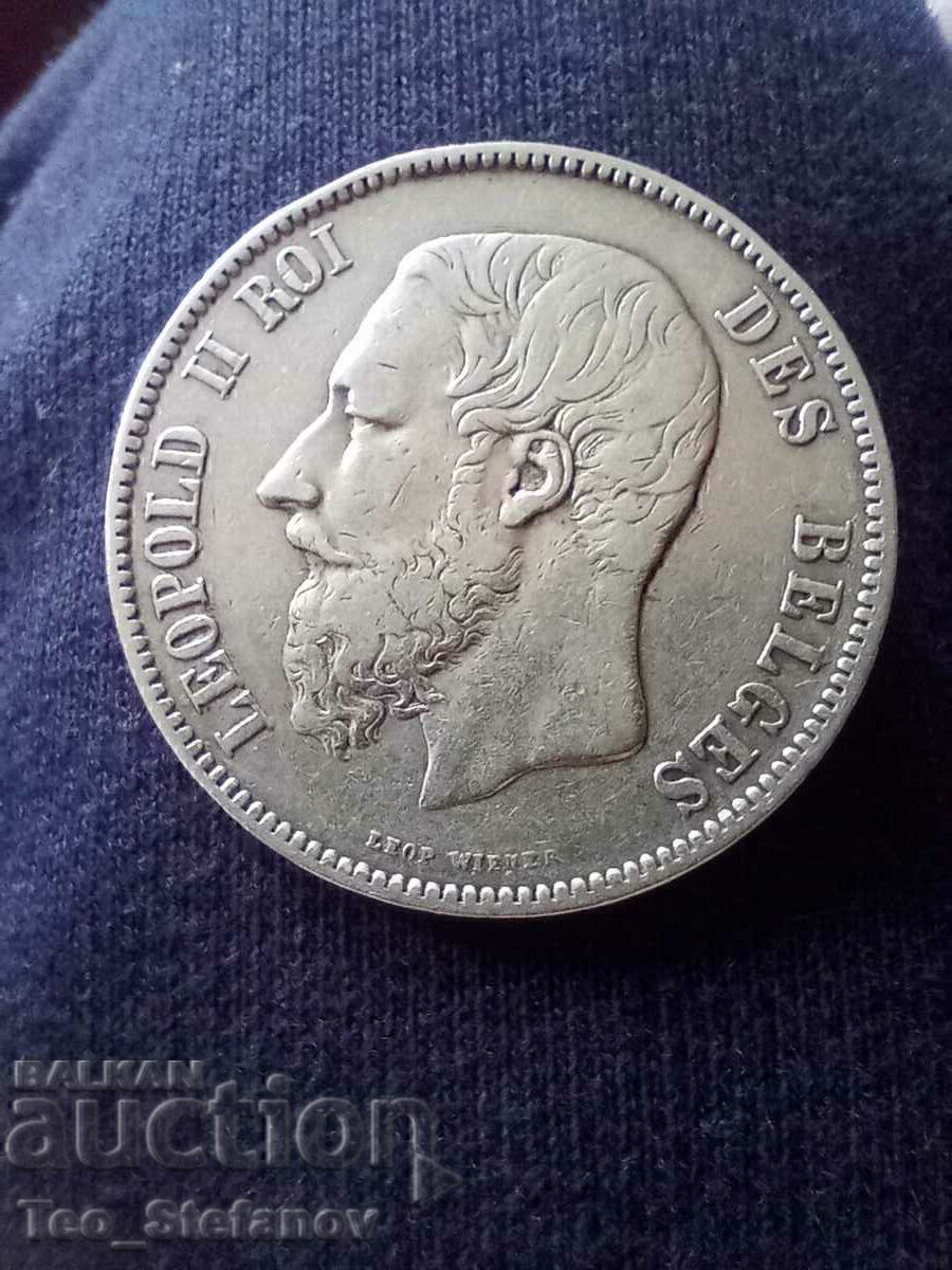 5 Francs 1870 Belgium Silver