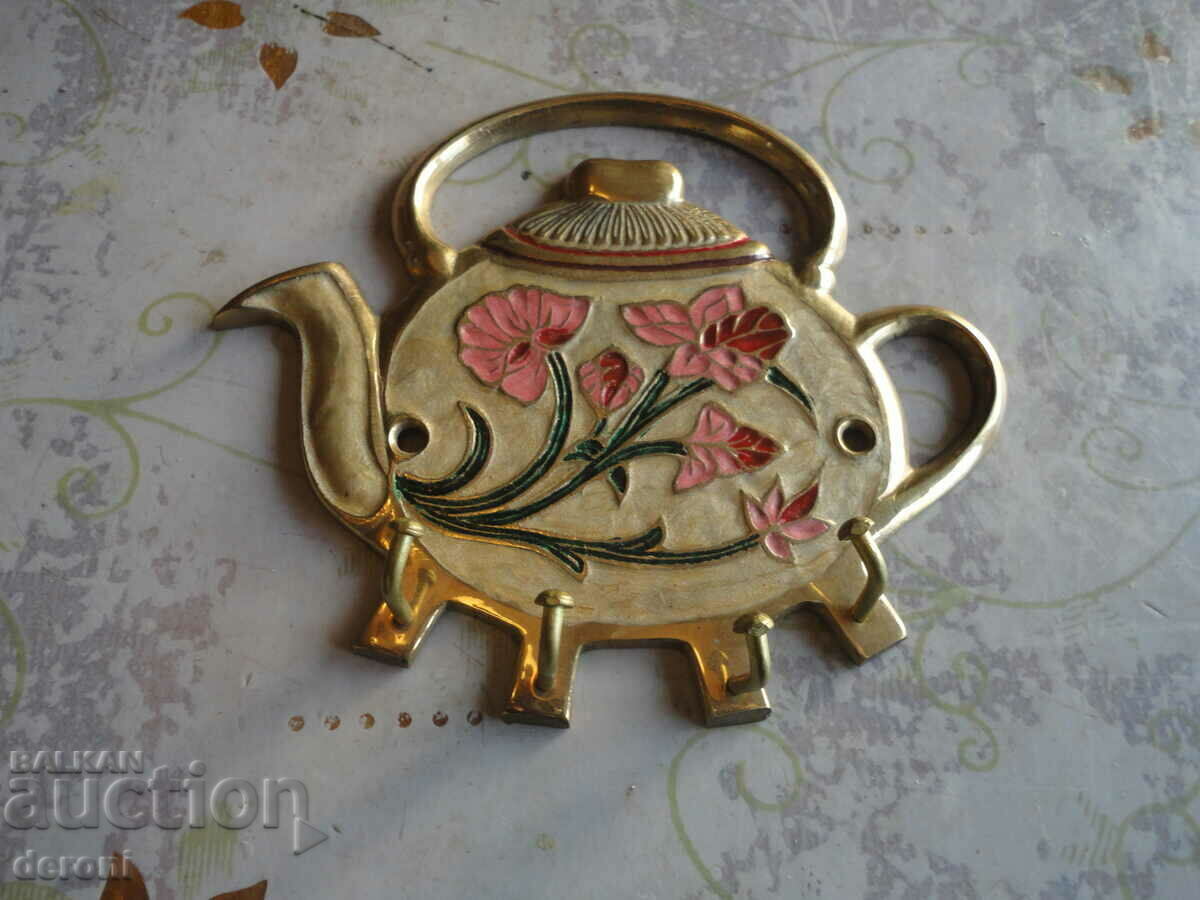 Auction  Unique bronze key holder with enamel