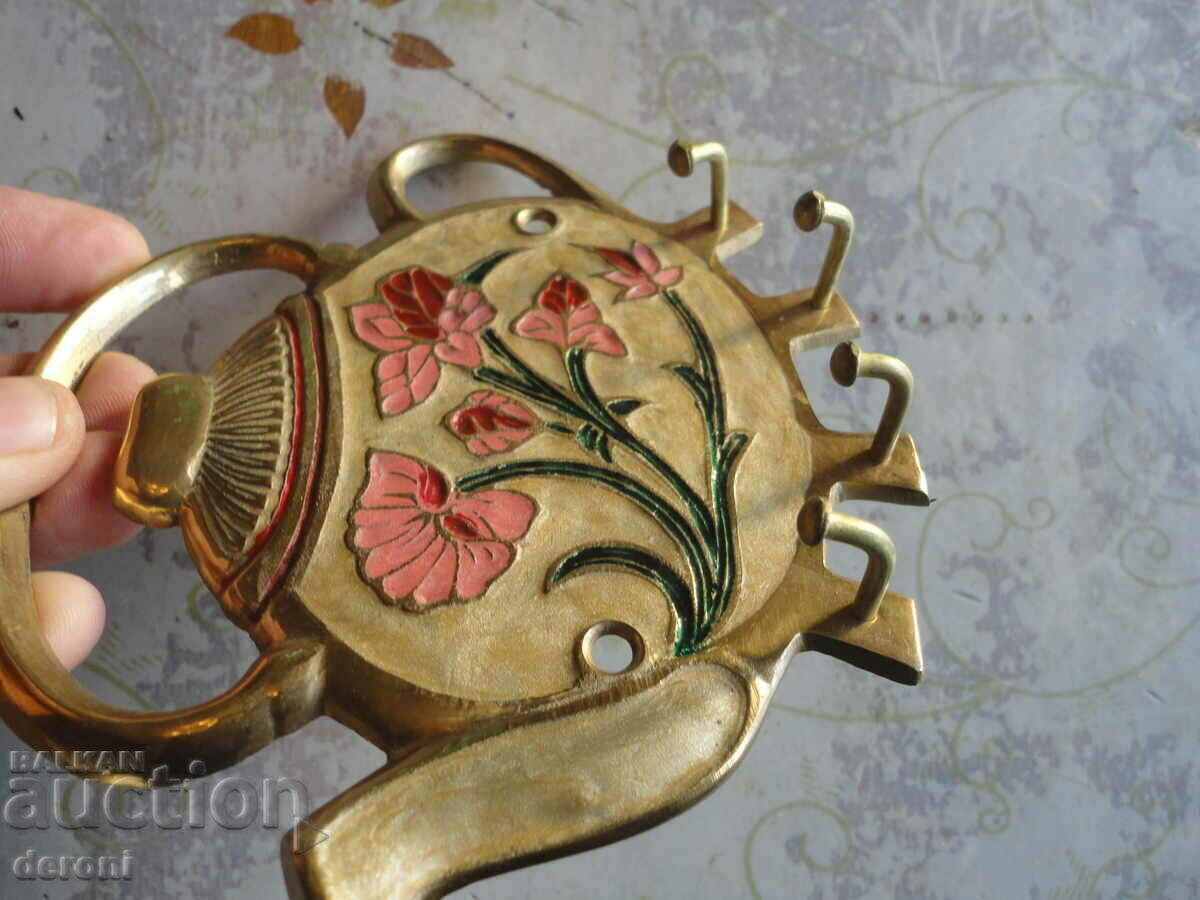 Unique bronze key holder with enamel - 6