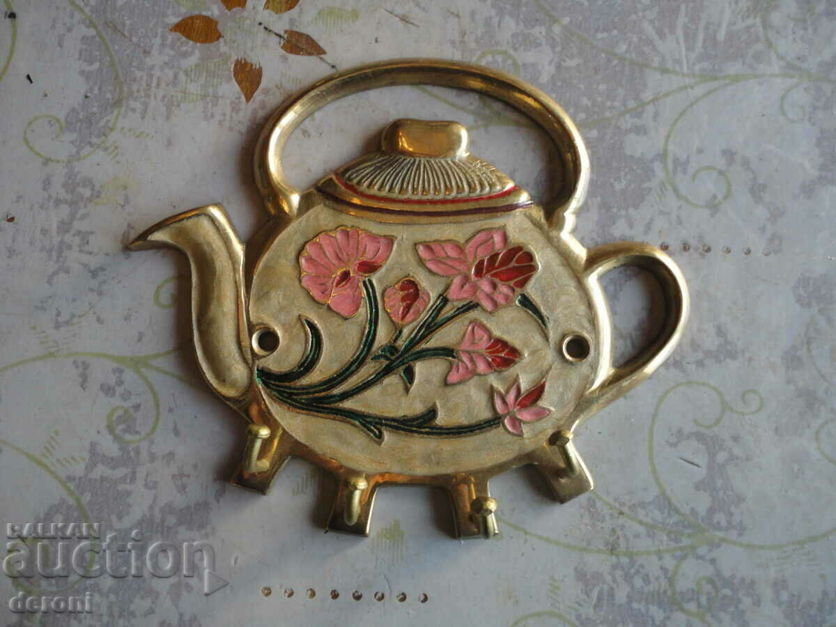 Unique bronze key holder with enamel - 7