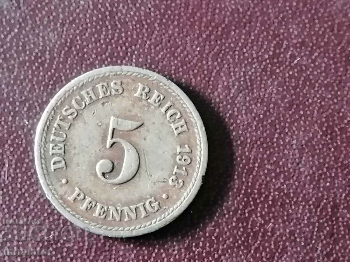 1913 έτος 5 pfennig A