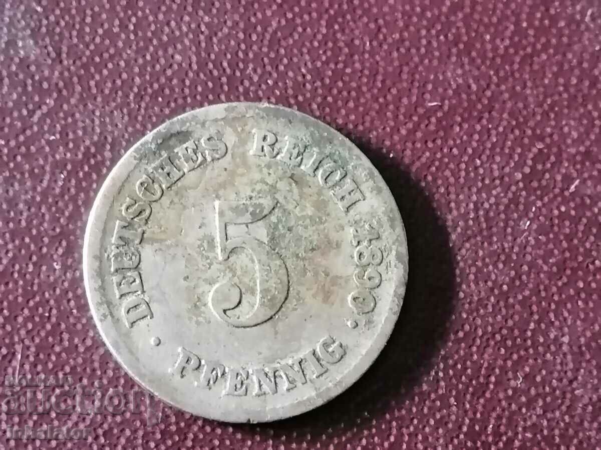 1890 5 pfennig F