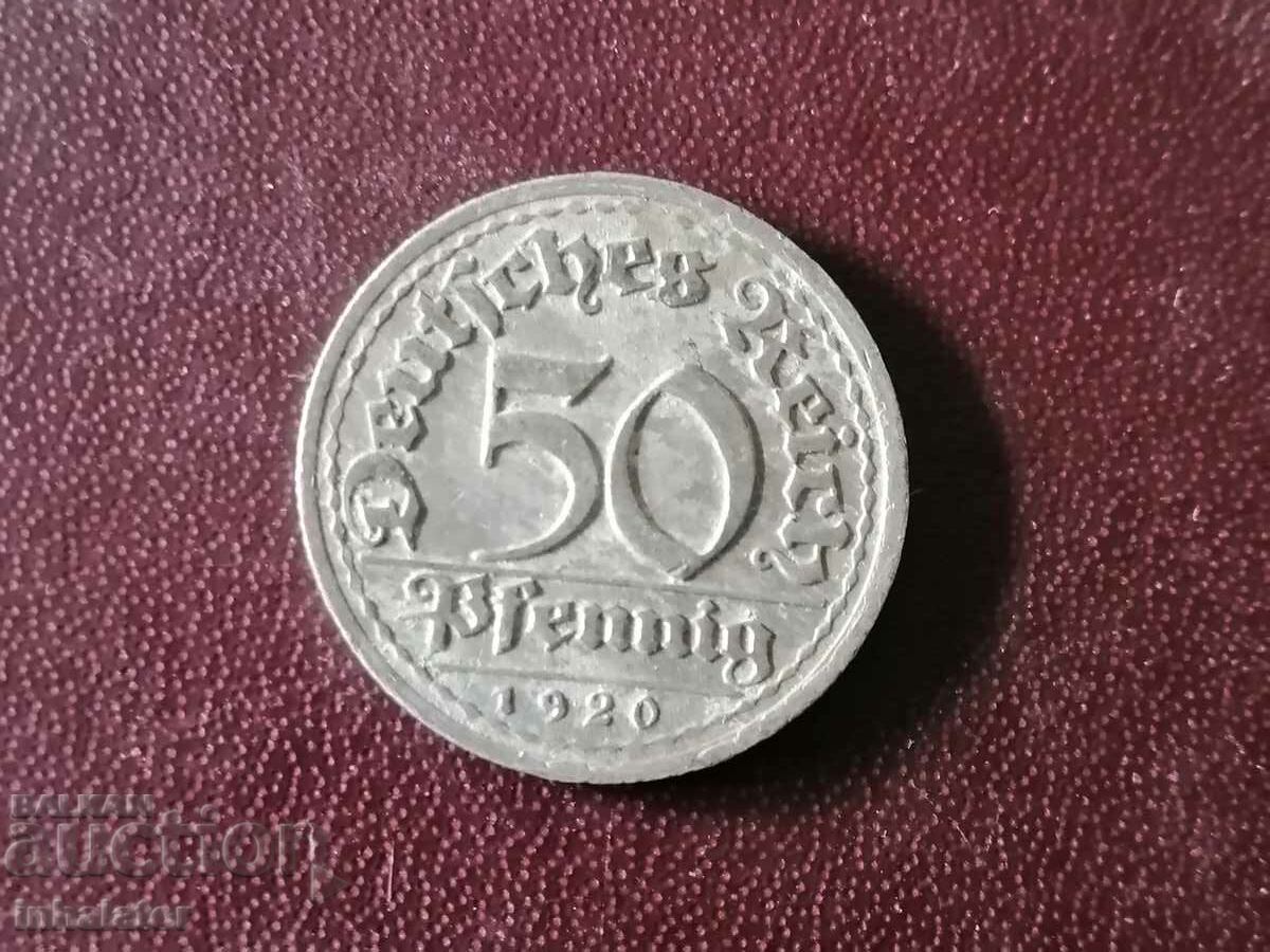 1920 год 50 пфенига D Алуминий