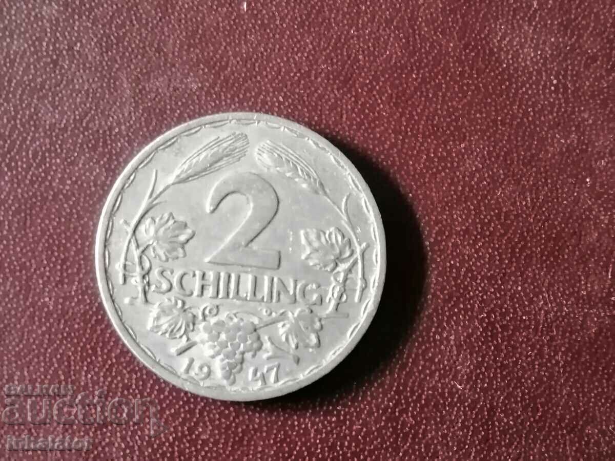 2 шилинга 1947 год Австрия Алуминий