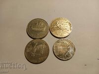 Ιωβηλαϊκά νομίσματα 1 BGN και 2 BGN - 4 τεμάχια. Ενα νόμισμα