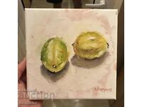 Oil painting - Still life - Two lemons - 20/20cm