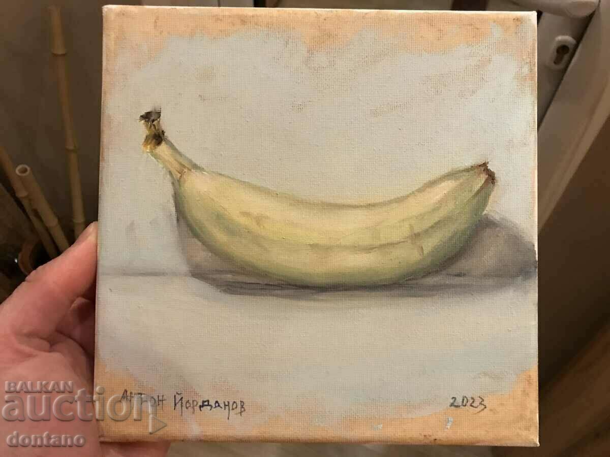 Oil painting - Still life - Banana - 20/20cm