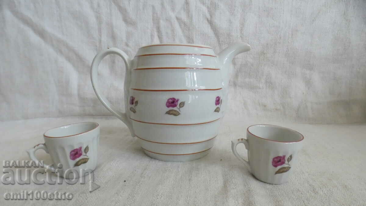 Bure jug set + 2 cups of old Bulgarian Isis porcelain with price 15.00 BGN | € 7.67 Bure jug set + 2 cups of old Bulgarian Isis porcelain with price 15.00 BGN | € 7.67
