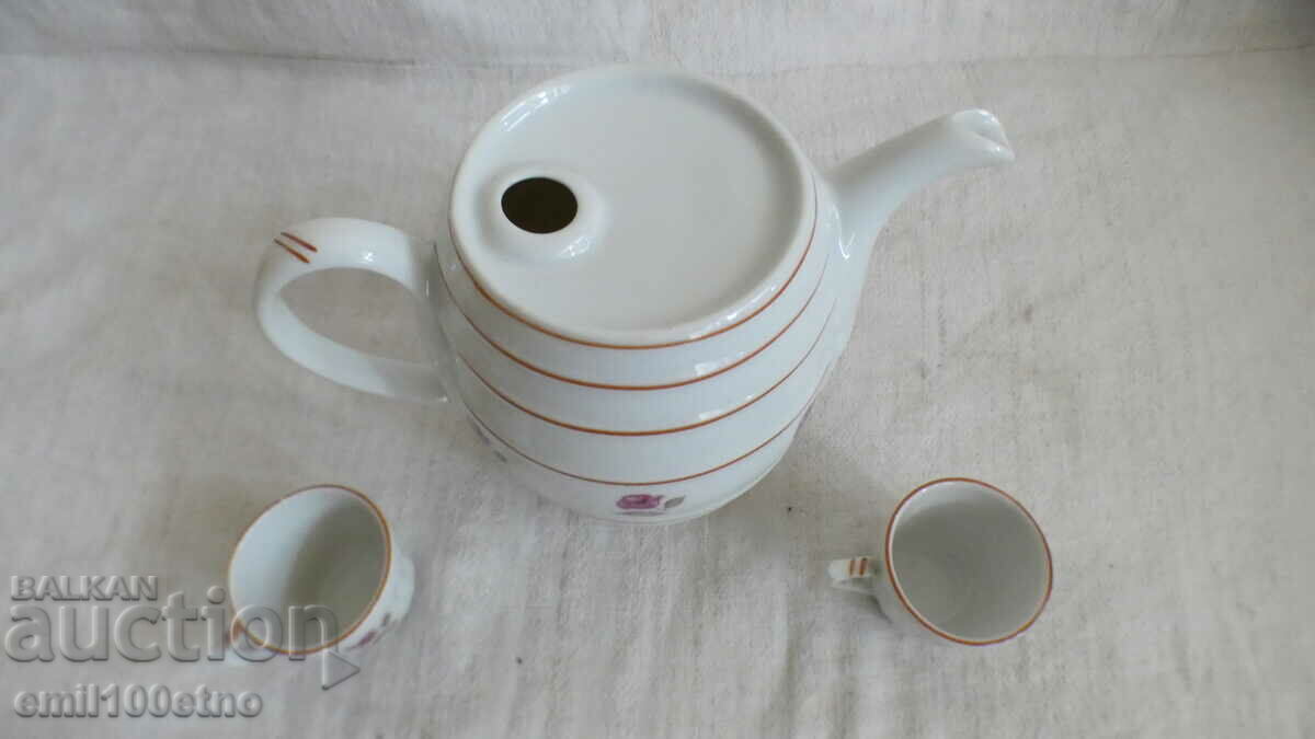 Auction Bure jug set + 2 cups of old Bulgarian Isis porcelain Auction Bure jug set + 2 cups of old Bulgarian Isis porcelain