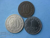 1 dinar, 10 and 20 money 1965. Yugoslavia