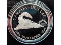 Silver 1$ 100g. Vancouver Railway 1986 Canada