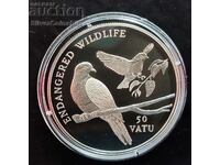 Argint 50 Porumbei Vatu Animale pe cale de disparitie 1992 Vanuatu
