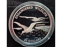 Silver $20 Albatrosses Endangered Animals 1992 Kiribati