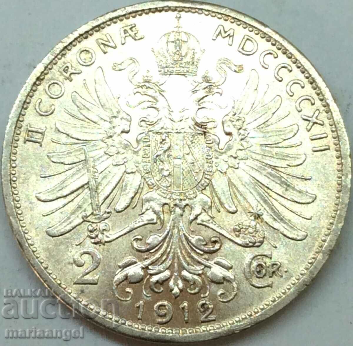 2 κορώνες 1912 Αυστρία Πατίνα ασημί